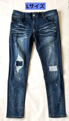 【アベイル】メンズ デニム ダメージ・ペイント加工 Lサイズ ストレッチのサムネイル