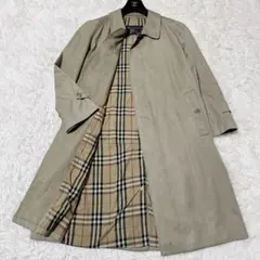 英国製 バーバリー BURBERRY ステンカラーコート ノバチェック L-XL