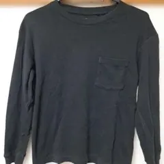 キッズ　ユニクロ　トップス　カットソー　ロングTシャツ　ブラック　無地　140㎝