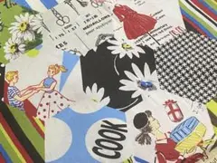 YUWA〇小関鈴子〇ヘキサゴン〇水色カラフル系〇生地幅×50cm〇希少〇廃盤〇