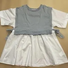 ポンポネットジュニア レイヤード　半袖　トップス　サイズ160 グリーン