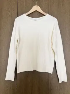 【美品】GLOBAL WORK アイボリー ケーブル編みニット Lサイズ