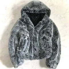 美品 ZARA フェイクファー フード付き ジャケット Sサイズ グレー