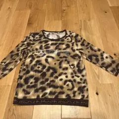ヒョウ柄 長袖 Tシャツ ビジュー付き
