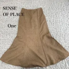 センスオブプレイス　ジャガード　マーメイド　ロングスカート　FREE ベージュ