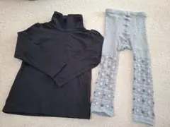 サイズ110 黒ハイネックインナー、レギンスセット