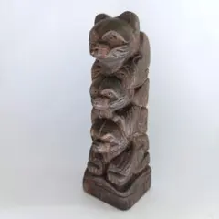 木彫り トーテムポール 置物 インテリア 貯金箱 - メルカリ