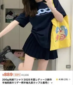 プリント 半袖Tシャツ ネイビー S