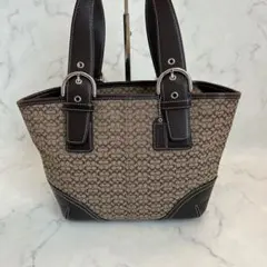 COACH コーチ トートバッグ シグネチャー ブラウン レザー
