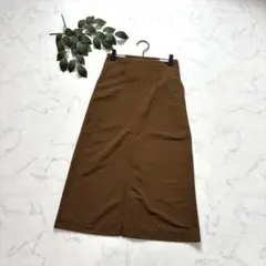 5177✾ナノユニバース✾ロングタイトスカート【38】ブラウン/光沢/前スリット