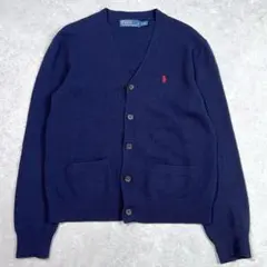 POLO Ralph Lauren ラムウールカーディガン M ネイビー ポニー