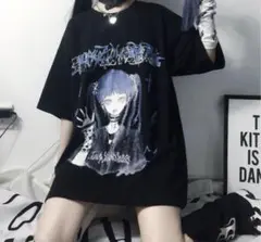 早い者勝ちTシャツ 地雷アニメ♡ 黒 XL サブカル