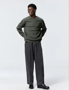 GU デニムツータックバギースラックス ダークグレー M バギージーンズ好きにも