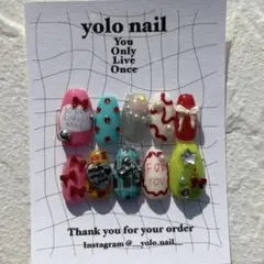 No.35 クリスマスネイルチップ 個性派 カラフル