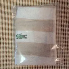 LACOSTE タオルハンカチ ボーダー ベージュ ホワイト