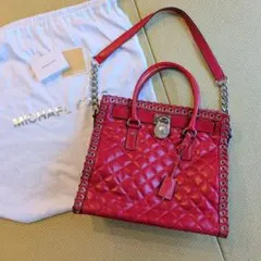 マイケルコース ハミルトン 2way ショルダーバッグ トートバッグ レザー 赤