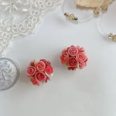 6 薔薇　ブーケ　ミニチュア　ハンドメイド　花　デコ　パーツ　小花　ドール　飾り