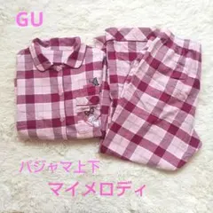 GUサンリオ マイメロディ　ピンク系チェック柄パジャマ XL
