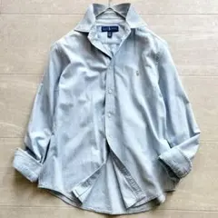 ラルフローレン デニムシャツ シャンブレー ボタンダウン ポニー刺繍 青 M