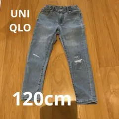 ユニクロ　ライトブルーダメージデニムパンツ　120