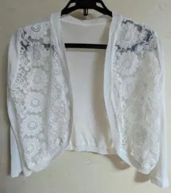 natural mist Class 花柄刺繍 夏 長袖ボレロ 白