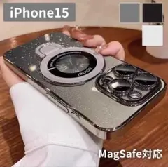 iPhone15 ケース スマホリング magsafe対応 レンズ保護 グレー