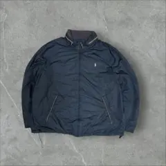1]90sポロバイラルフローレン刺繍ロゴ フルジップ中綿ジャケットブルゾン古着