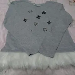 アナスイミニ　150cm ビジュー付きグレー トレーナー