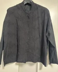 mizuiro ind 刺繍コットンスタンドカラーワイドシャツ