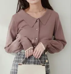 natural couture【WEB限定】osono衿付きキレイめニットのサムネイル