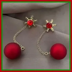ピアス クリスマス 雪の結晶 揺れるピアス ボールオーナメント 2wayピアス