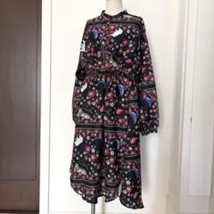 ☆*☆様 イズスカラー ヴィンテージ風額縁柄シャツワンピース 黒