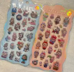 新品　ラブブ 3D 立体 ぷくぷくシール　2枚セット ボンボンドロップ　シール帳
