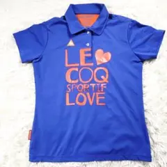 美品☆ Lサイズ　ルコックスポルティフゴルフ　半袖ポロシャツ　青　可愛い　大きめ