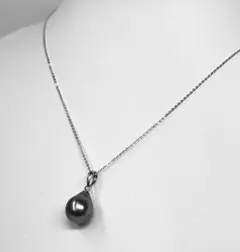 黒蝶真珠 タヒチパール系 シルバー925 ネックレス 7.6mm 全長40cm 