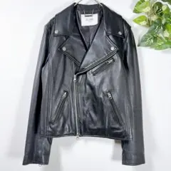 SLOBE IENA ラムレザーライダース S 黒 ダブル 本革のサムネイル