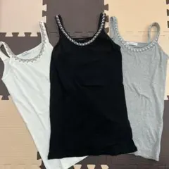 JEANASIS ビジュー付きタンクトップ 3点セット