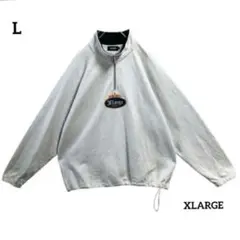 XLARGEエクストララージハーフジップスウェットトレーナー刺繍ロゴデザイン古着