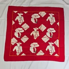 【希少】シャネル スカーフ マトラッセ チェーン レッド シルク