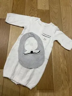 2時間限定値下げ　ホワイトツーウェイ・ドレスオール ストライプビブ付き