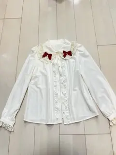 新品⭐︎アンクルージュ⭐︎リボンフリル付き白ホワイトブラウス