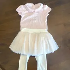 GAP 80cm 70cm チュール付きレギンス　半袖ロンパース　ピンク　セット
