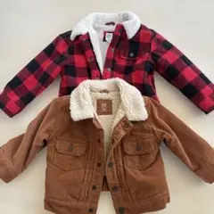 GAP 赤黒チェックと茶色コーデュロイジャケットセット