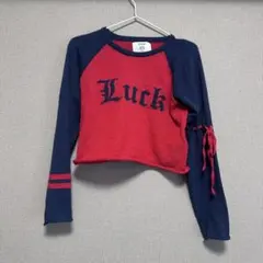 jouetie ジュエティ バイカラー ラグランニット Luckロゴ リボンのサムネイル