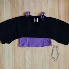 SHEINダンス衣装 レイヤードデザイン トップス ブラック・パープル４点セット