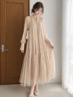 美品✨CAPRICIEUX LE'MAGE チュールハイネックワンピース