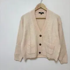 【ユニクロ】スフレヤーンVネックショートカーディガン　Mサイズ　ピンク　ゆったり