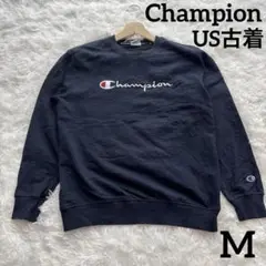 US古着 トレーナー Champion ネイビー アメリカ古着 Mサイズ