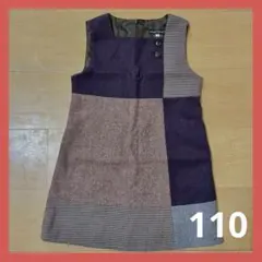 BeBe ジャンバースカート ワンピース 110 赤 パッチワーク フォーマル