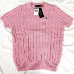 【１点限り】正規品 ポロラルフローレン 半袖 ケーブルニット ピンク S